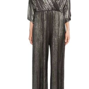 Renee C Metallic Silver Jumpsuit NWT